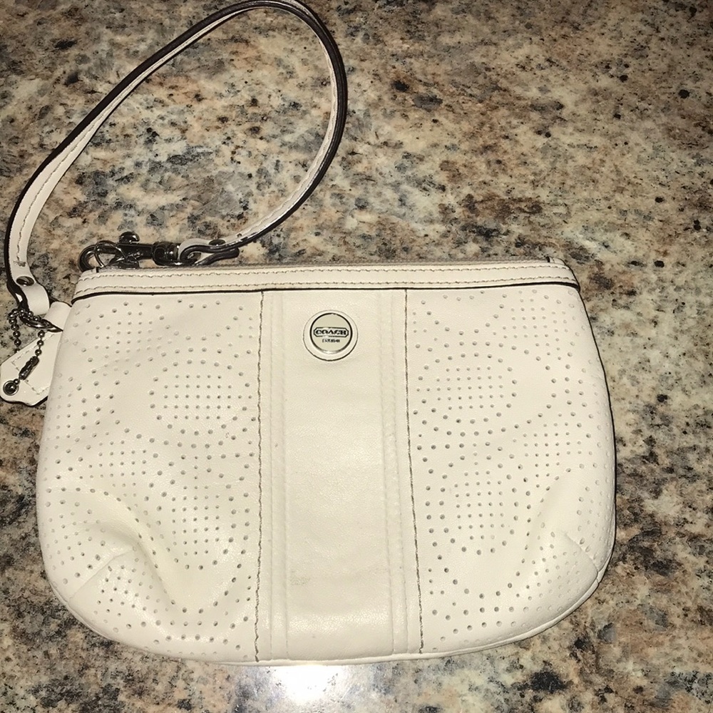 - Authentic Coach Wristlet white laser cut l…
